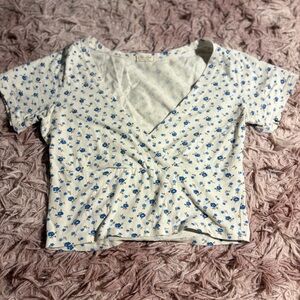 Brandy Melville John Galt Blue Floral Crop Top